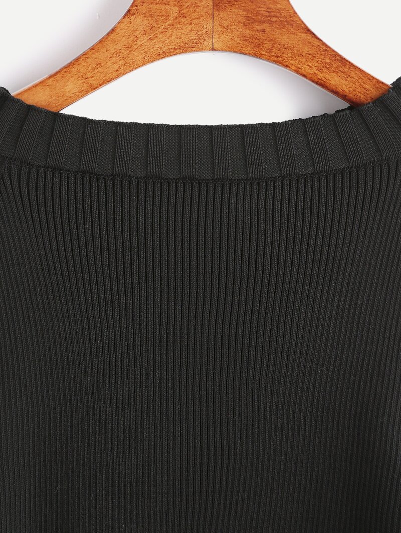 

Black Open Shoulder Long Sleeve Sweater