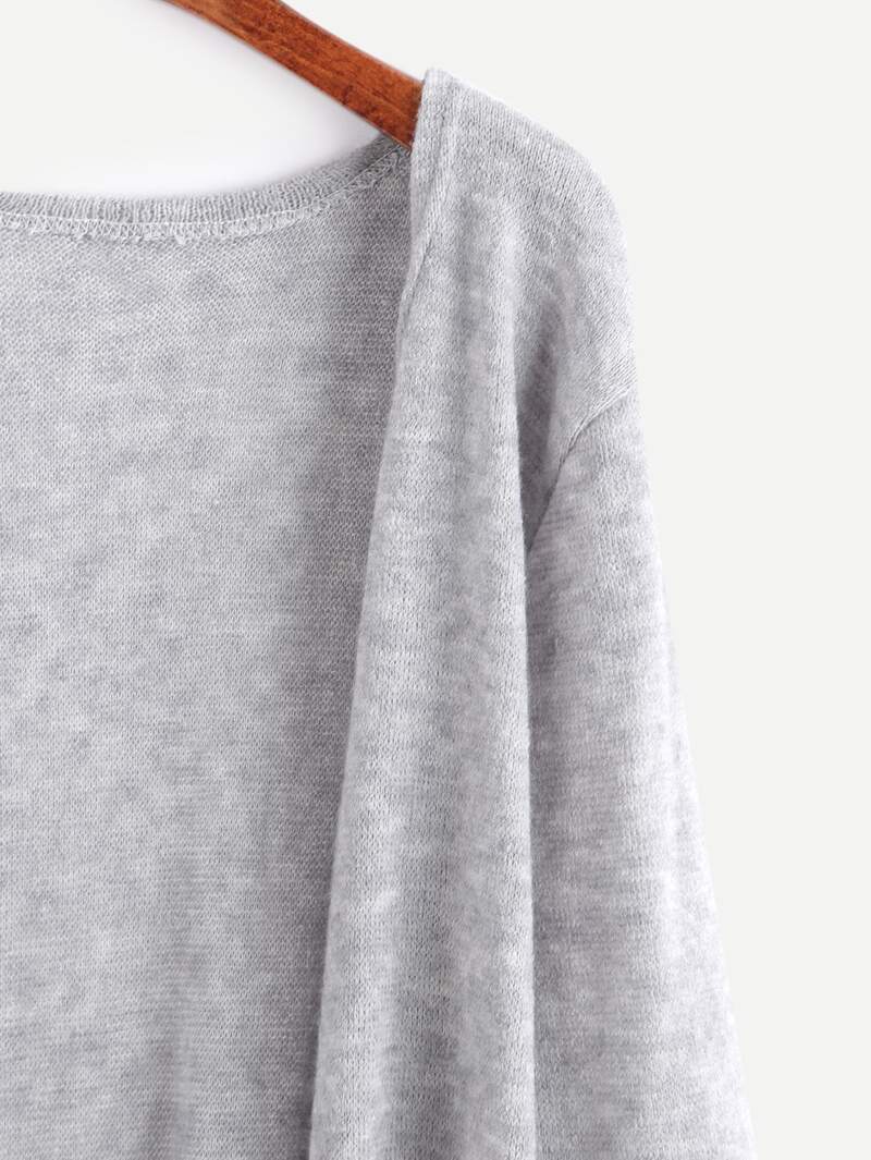 

Grey Elastic Cuff Cardigan With Pockets