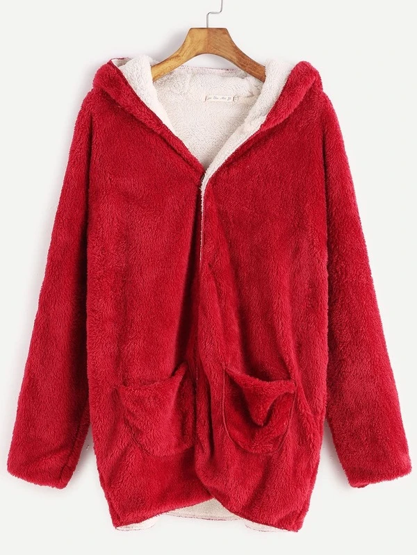 red fuzzy jacket