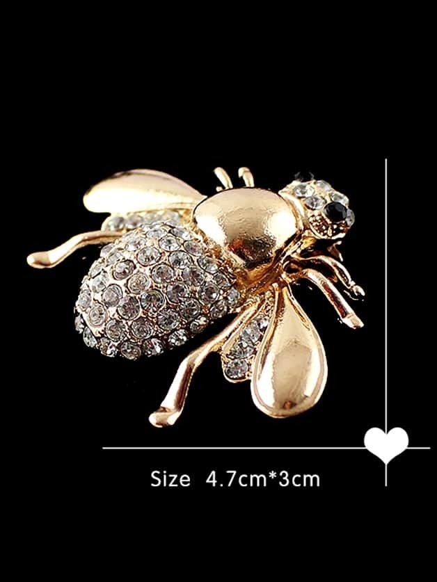 

Vivid Bee Shape Rhinestone Brooch, Gold