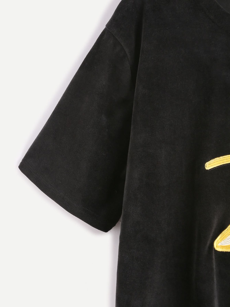 

Black Banana Embroidery Velvet T-shirt
