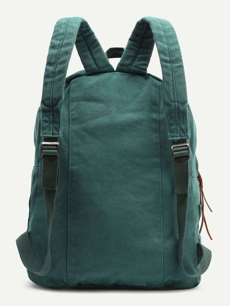 

Dark Green Zipper Front Canvas Backpack