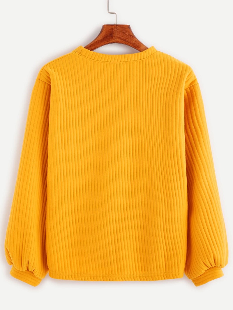 

Yellow Long Sleeve Ribbed Sweatshirt