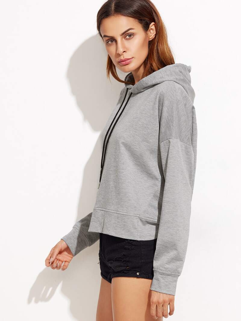 

Heather Grey Drop Shoulder Split Back Hoodie