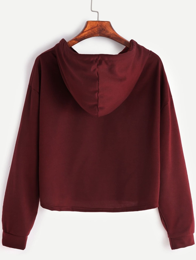 

Red Patch Crop Hooded Sweatshirt, Burgundy