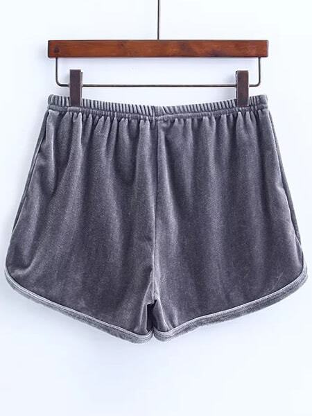 velvet contrast trim elastic waist shorts