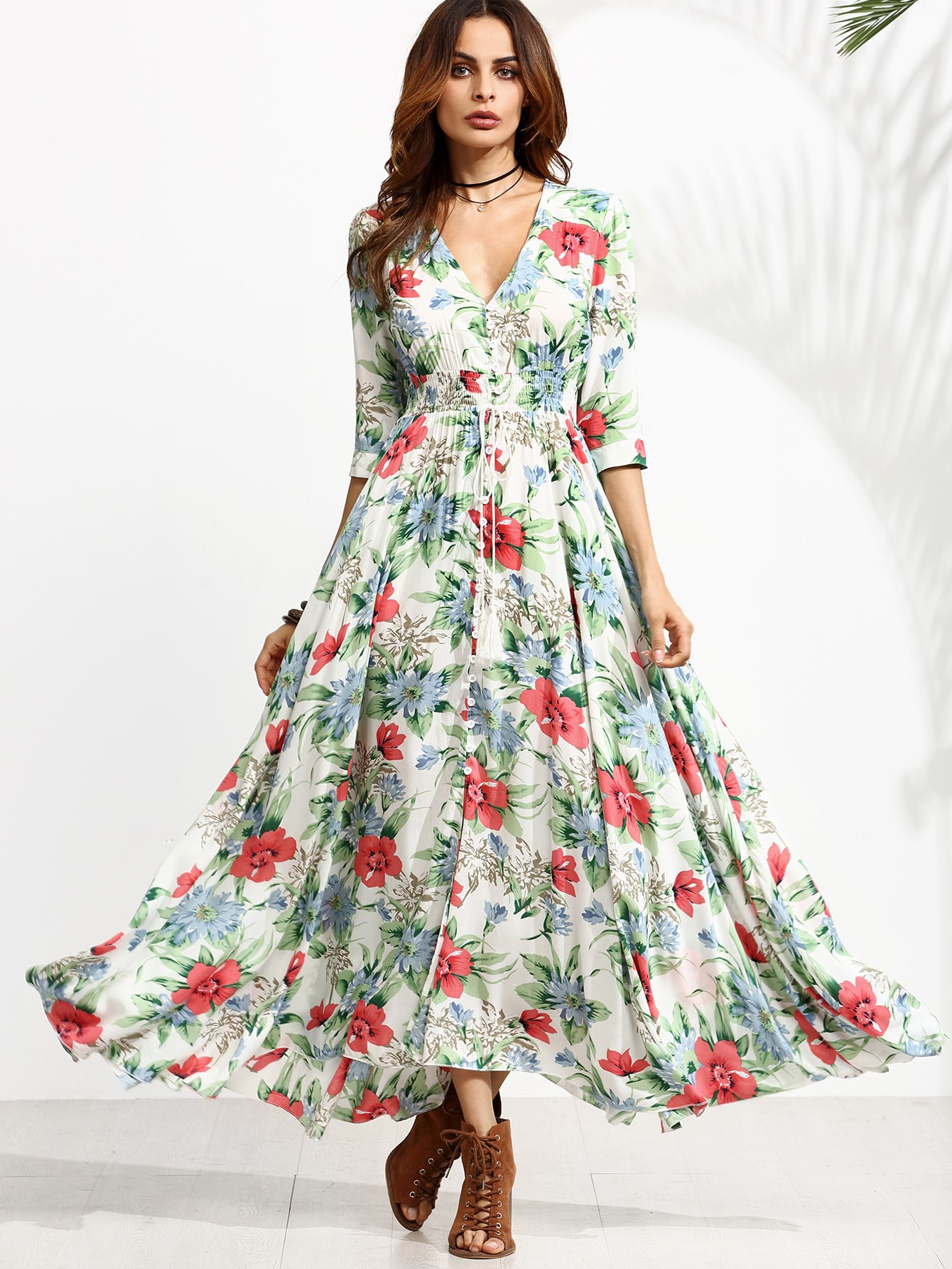 Es Esto Lo Nuevo de Vestido manga media con estampado floral ?? | ROMWE