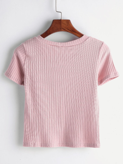 V Neck Ribbed Tee