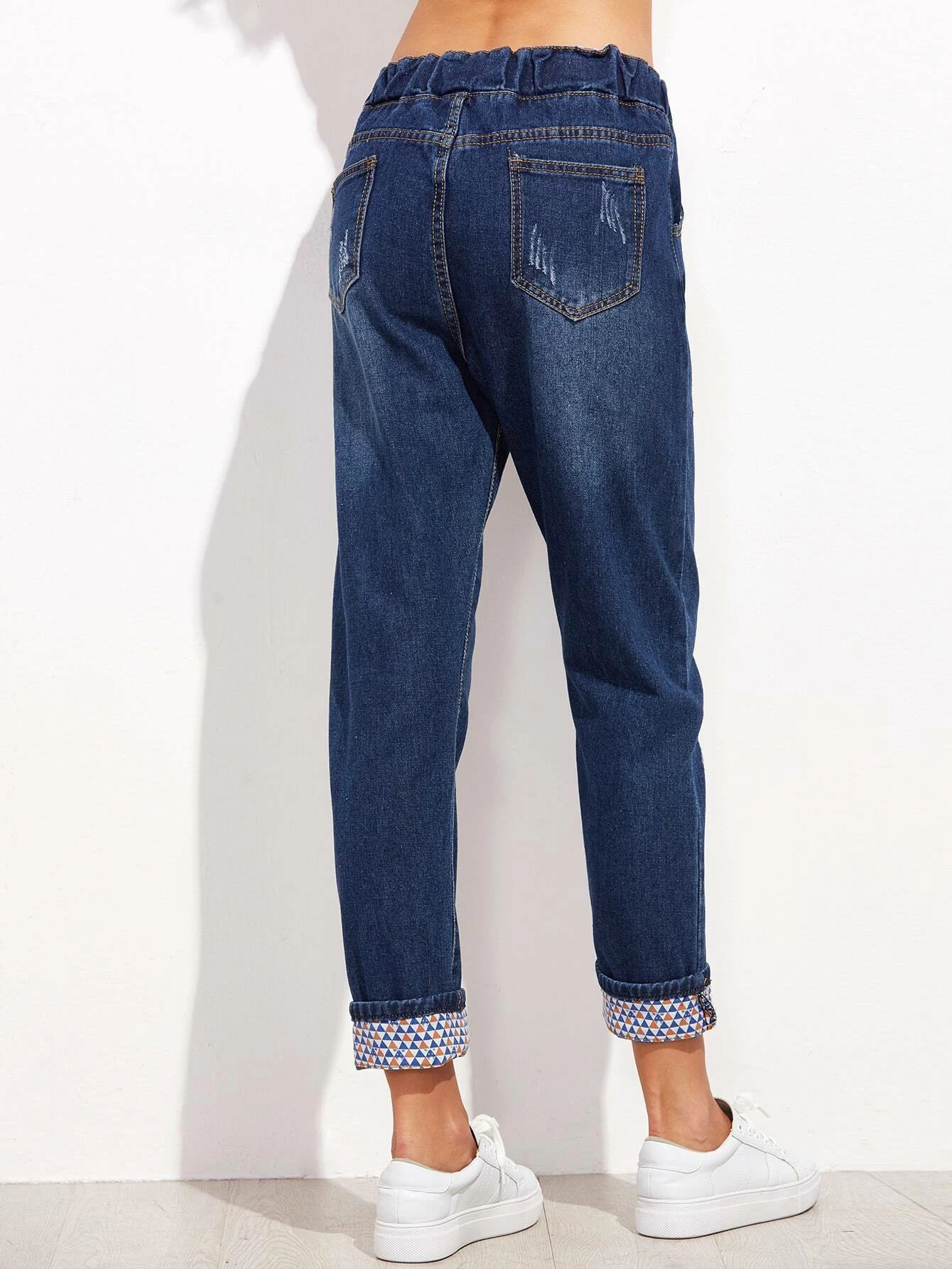 drawstring cuffed jeans