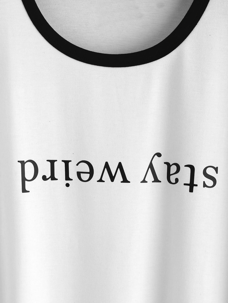

Letter Print Ringer Tee, White