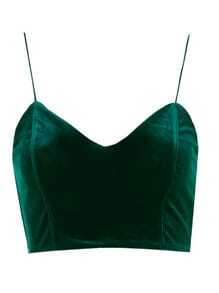 Green Zip Back Velvet Cami Top