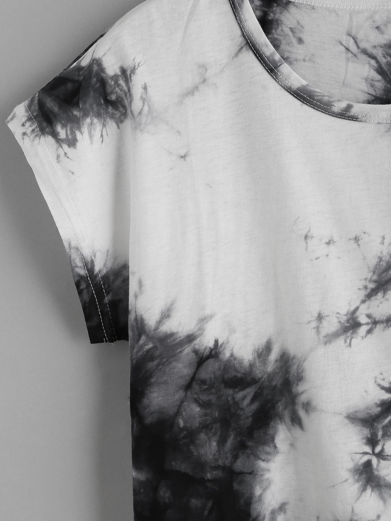

Color Block Tie Dye T-shirt, Black and white