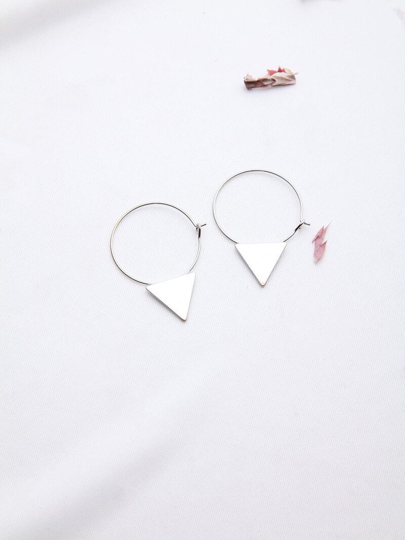 

Silver Triangle Detail Hoop Earrings