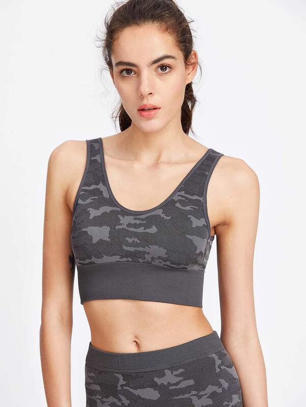 grey camo crop top