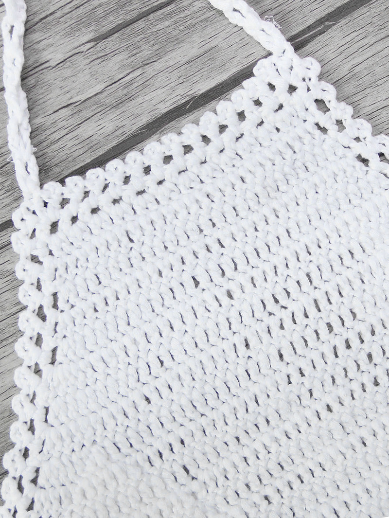 

Halterneck Self-Tie Crochet Top, White