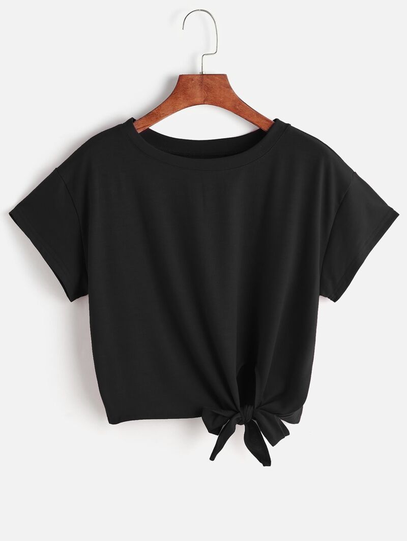 

Tie Front Tshirt, Black