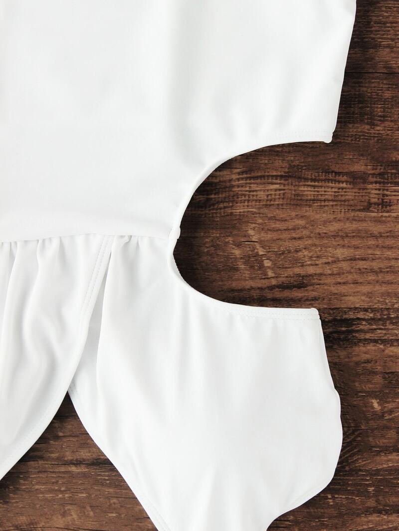 

Side Cutout One Piece Swimsuit, White
