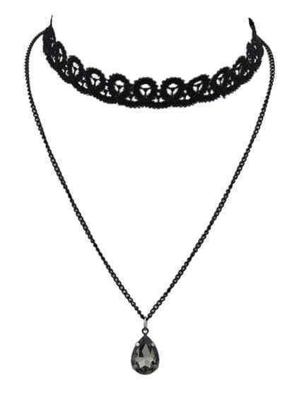 Black Chain Lace Choker Necklace