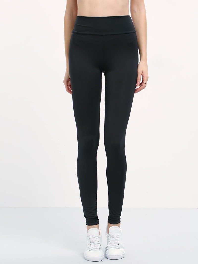 

Black Elastic Waist Slim Leggings