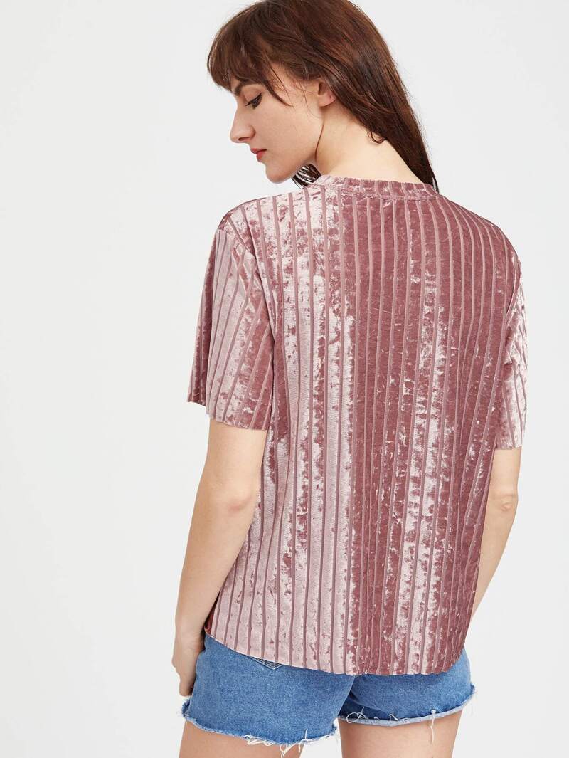 

Ribbed Velvet Tee, Pink