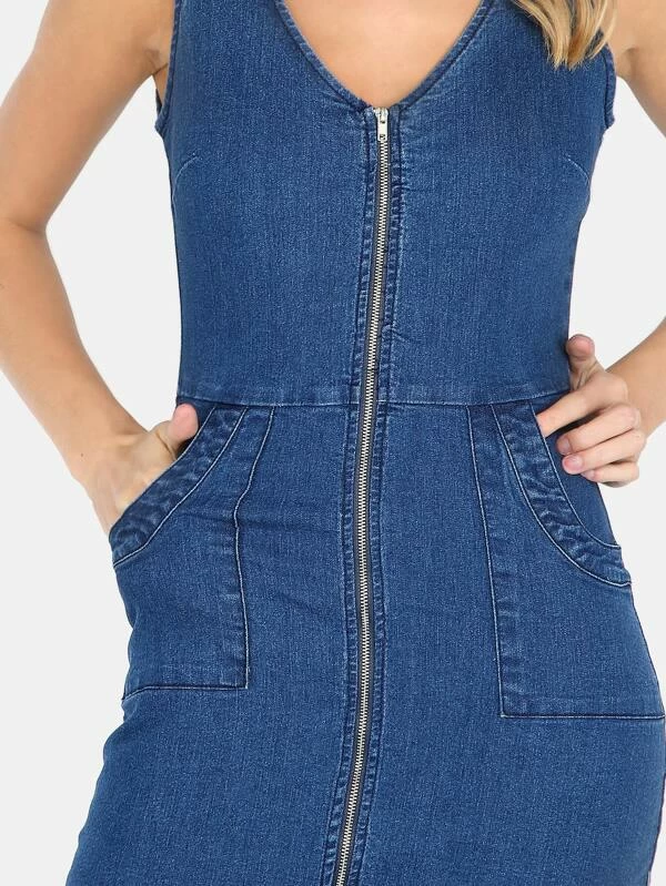 denim dress zipper front