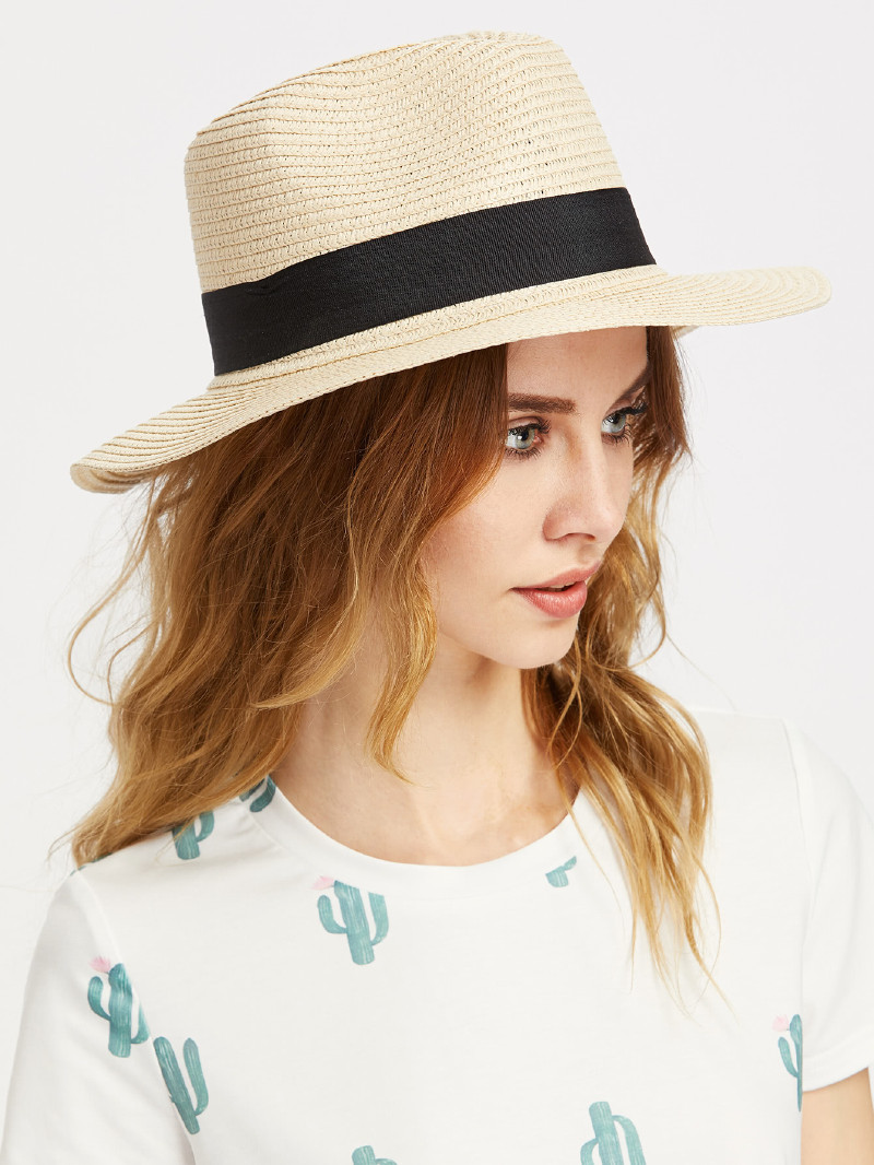 bow detail straw fedora hat