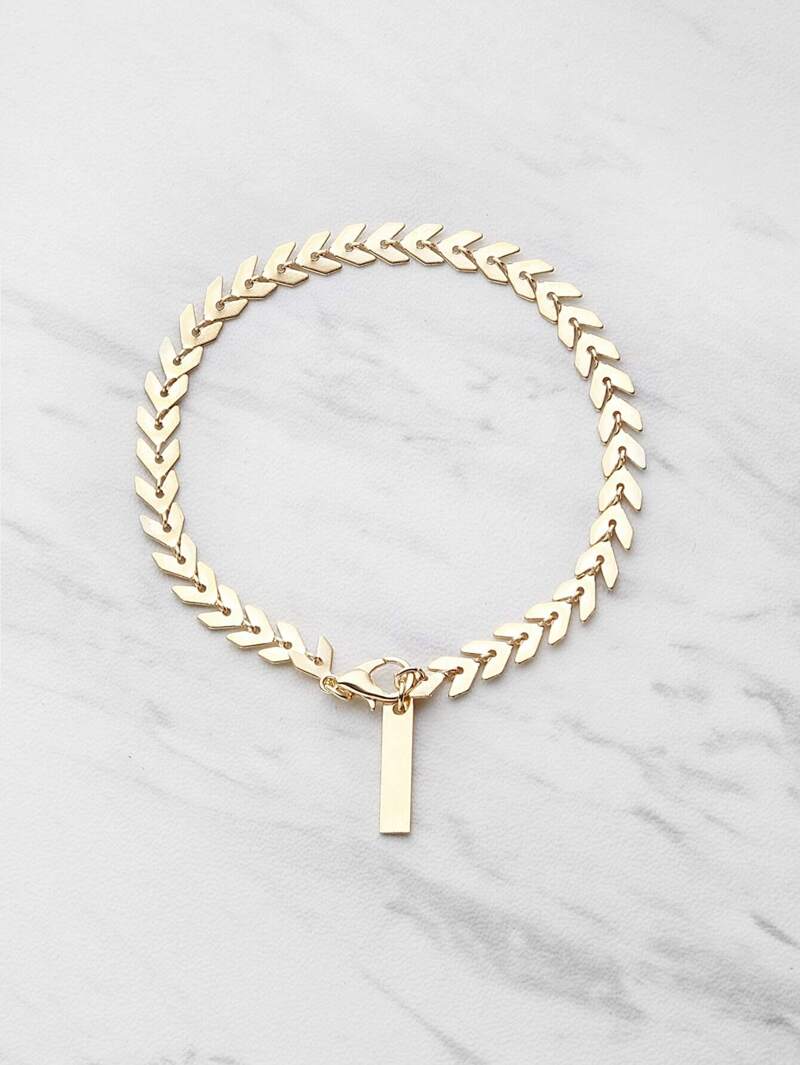 

Leaf Shaped Chain Bracelet, Gold