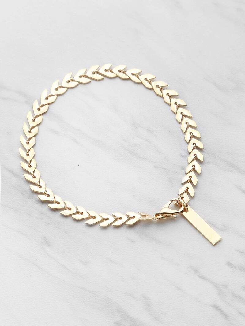 

Leaf Shaped Chain Bracelet, Gold