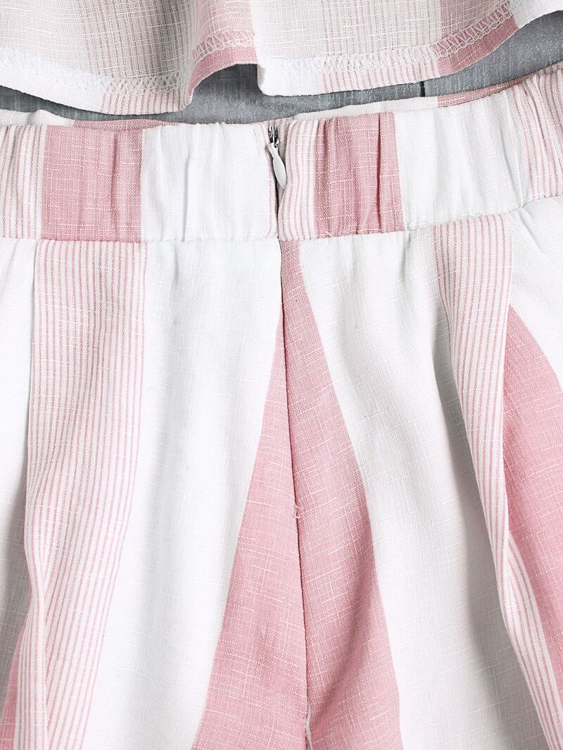 

Bardot Self Tie Wide Stripe Dip Hem Top With Shorts, Multicolor
