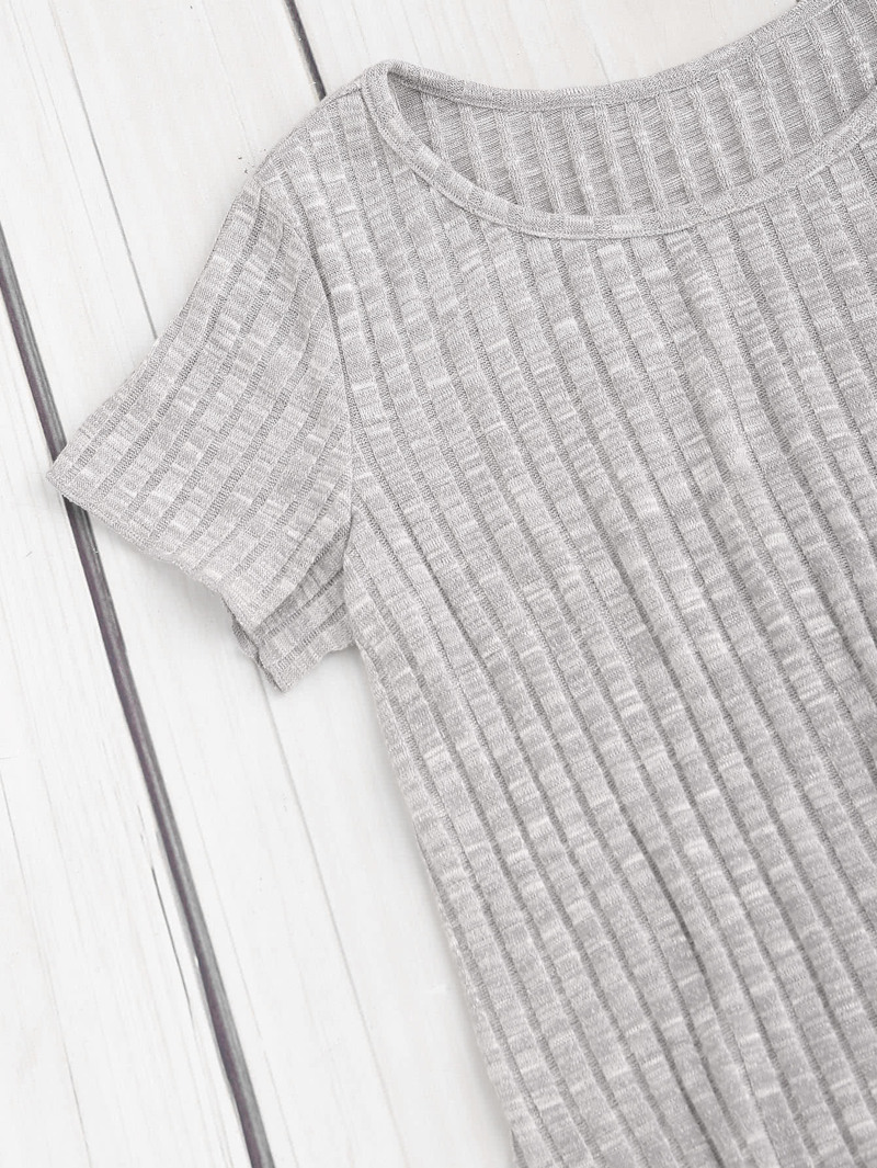 

Space Dye Ribbed Knit Tee, Grey