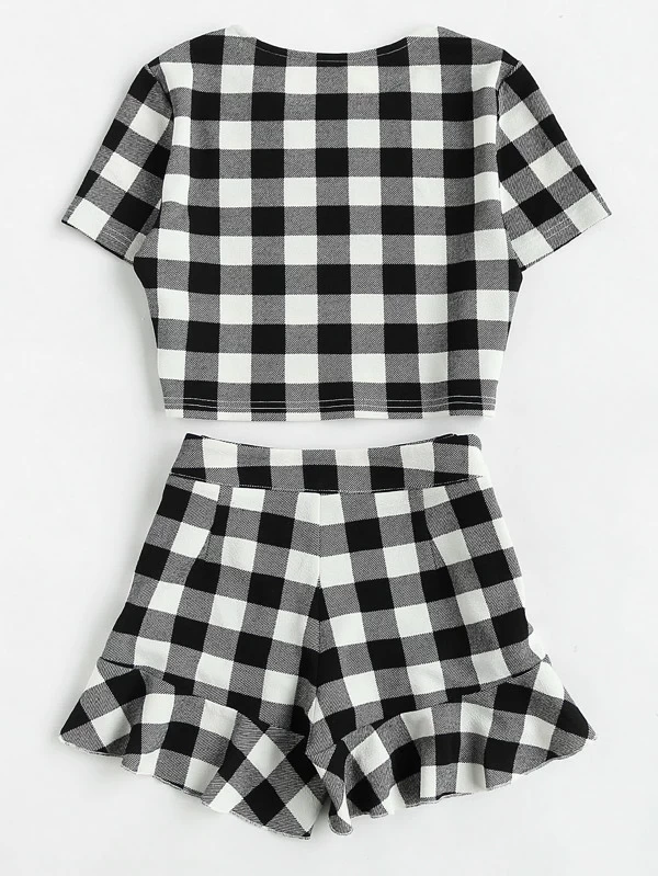 black and white checkered co ord