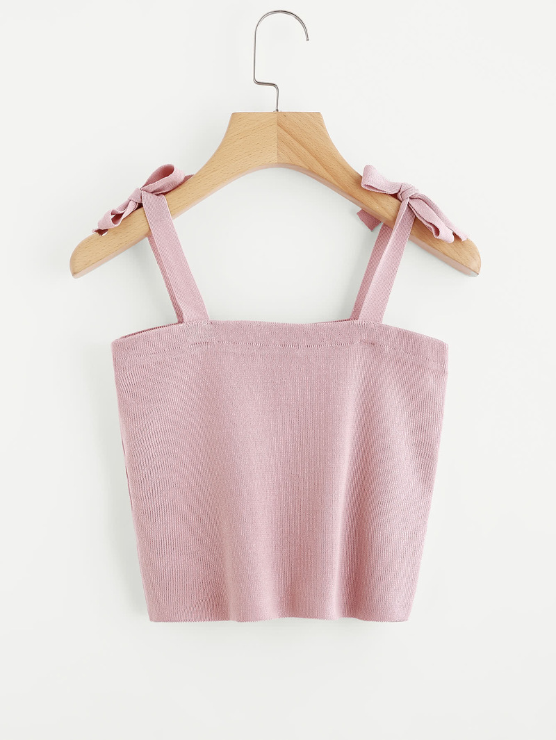 

Bow Tie Strap Jersey Top, Pink