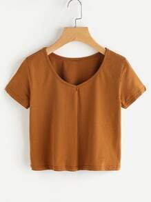 V Neckline Basic Tee