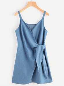 Self Tie Wrap Chambray Cami Dress