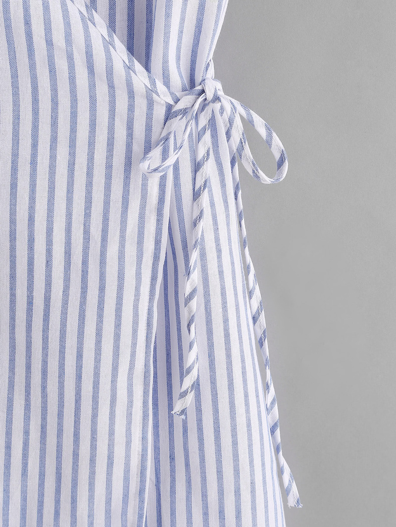 

Vertical Striped Wrap Cami Dress, Blue