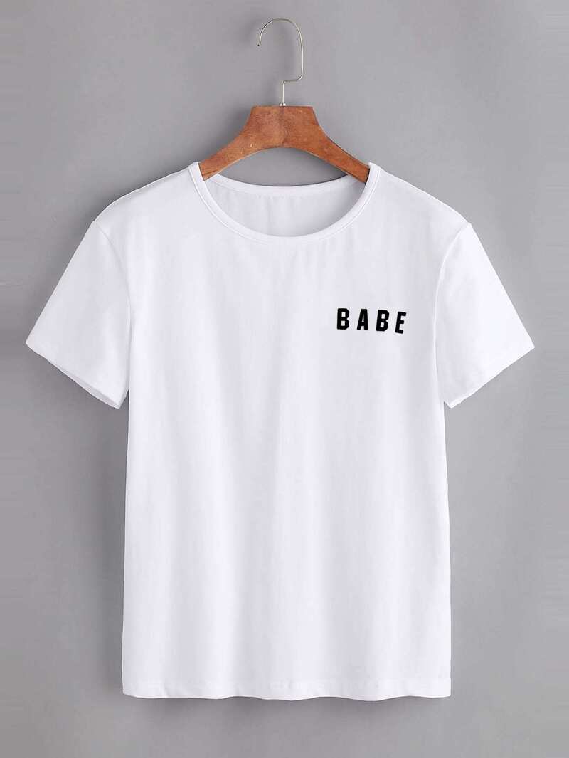 

Letter Print Tee, White