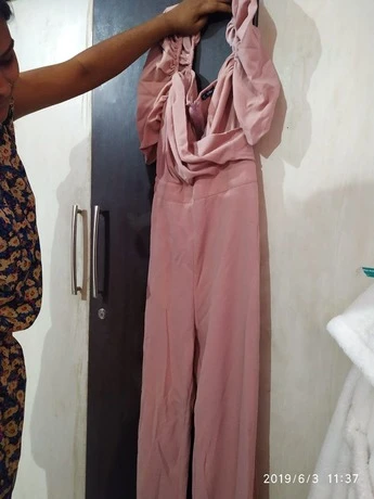gathered sleeve surplice neck ruched jumpsuit